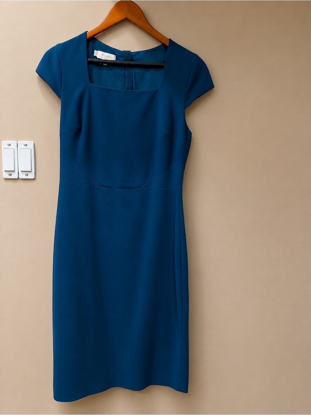 Hobbs London Size 6 Teal Blue Cap Sleeve Above the Knee Dress